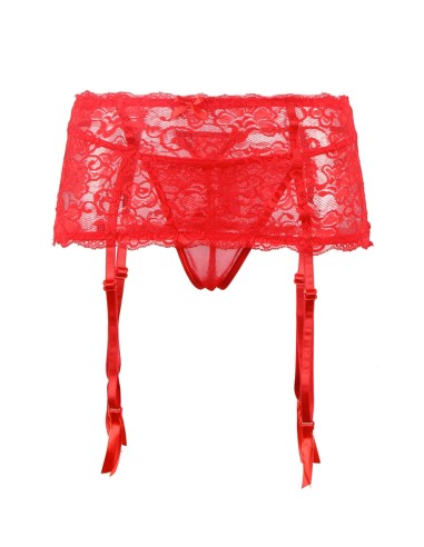 Porte-jarretelles rouge et string