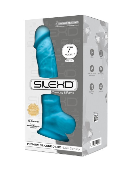 Gode double densité bleu 17,5 cm - Modèle 1