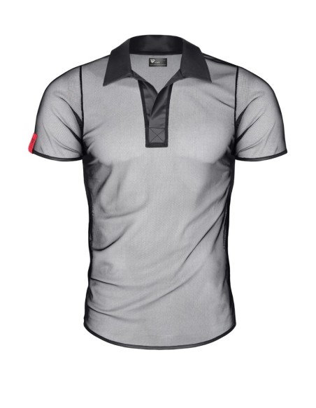 Polo en maille noire transparente - Regnes
