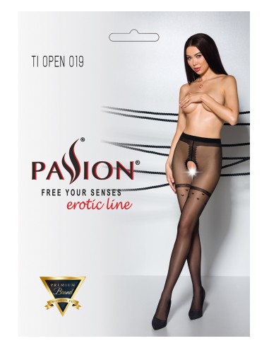 Collants ouverts TI019 20 deniers - noir
