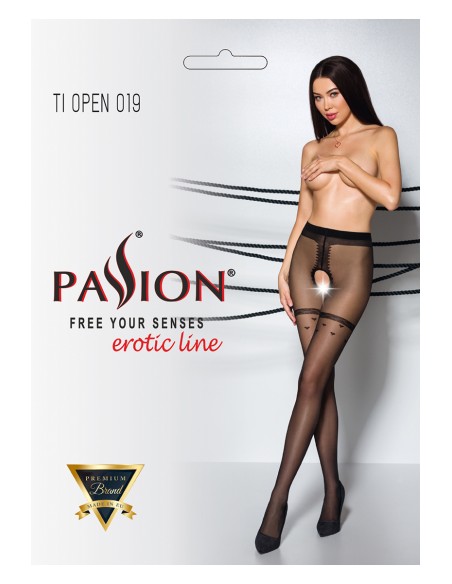 Collants ouverts TI019 20 deniers - noir