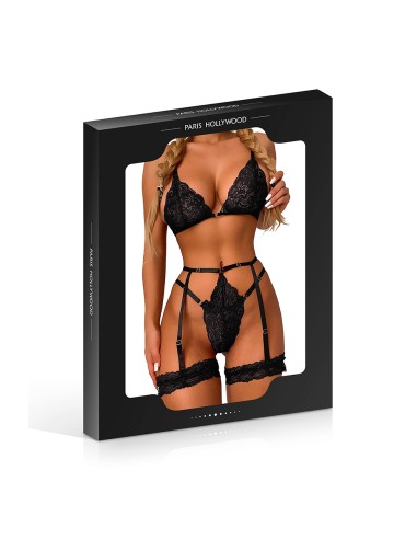 Ensemble 3 pièces en dentelle noir