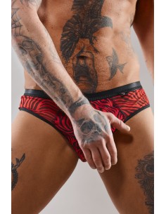 Slip type brésilien ouvert zébré rouge et noir - Regnes