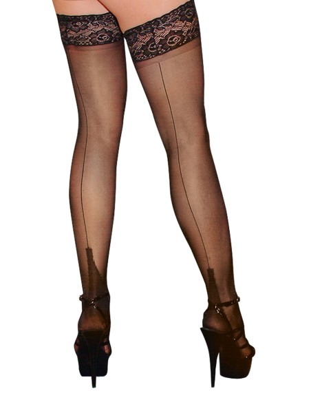 Bas autofixants couture noir 1 - Cotelli Legwear