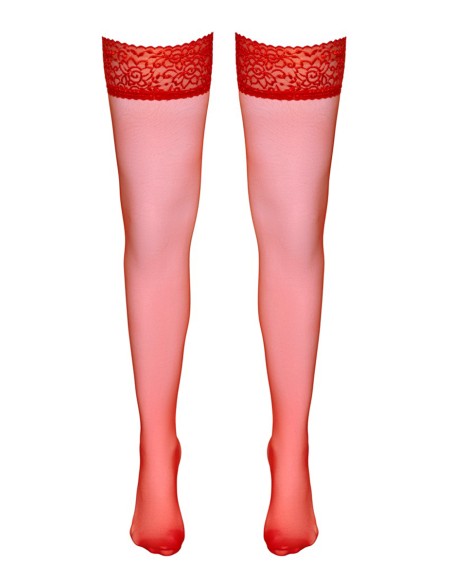 Bas autofixants rouge - Cotelli Legwear
