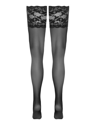 Bas autofixants large jarretière dentelle noir