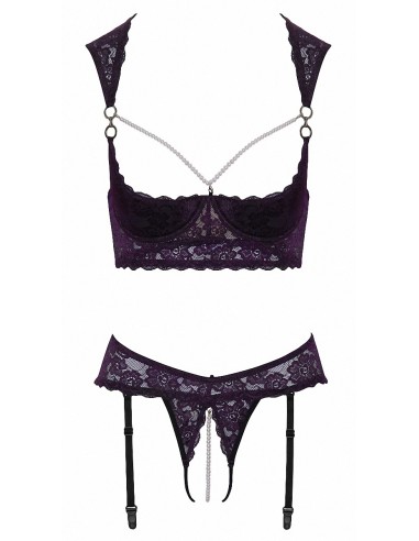 Ensemble lingerie ouverte violet - Cotelli Lingerie