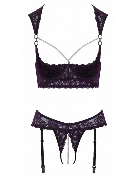 Ensemble lingerie ouverte violet - Cotelli Lingerie
