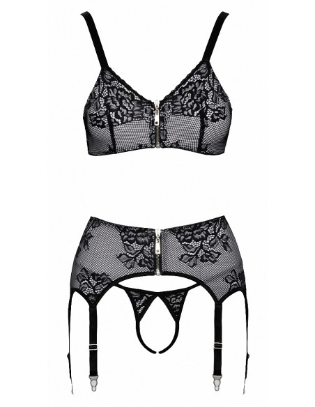 Ensemble coquin ouvert 3 pièces gris - Cottelli Lingerie Ensemble coquin ouvert 3 pièces gris - Cottelli Lingerie