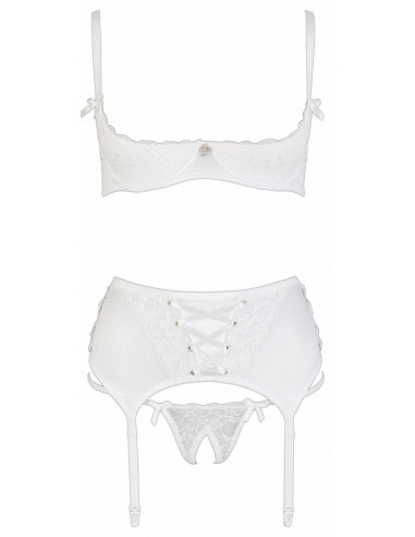 Ensemble lingerie 3 pièces ouvert blanc - Cottelli Lingerie