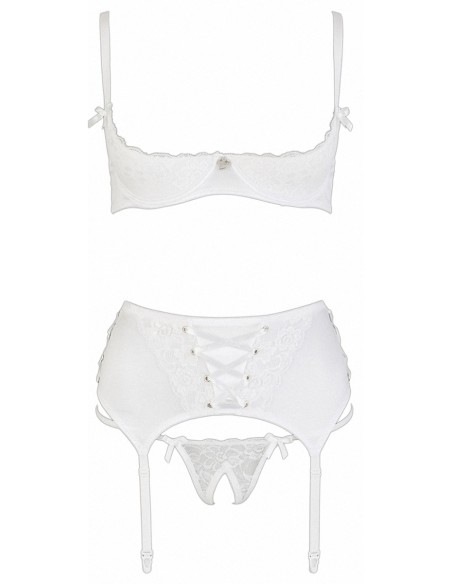 Ensemble lingerie 3 pièces ouvert blanc - Cottelli Lingerie