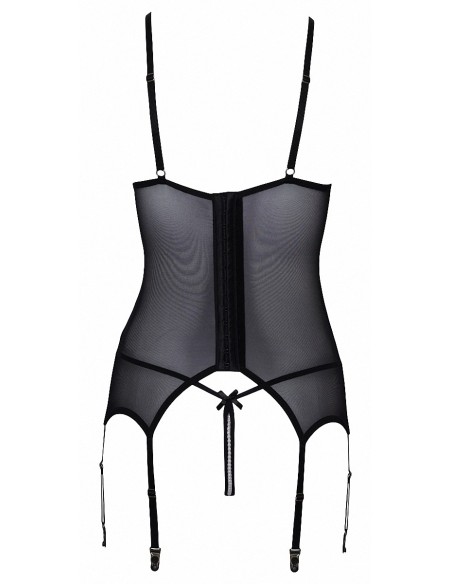 Guêpière seins nus et string ouvert résille et perles - Cottelli Lingerie