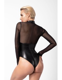 Body Edge zippé avec anneaux F321 wetlook et tulle 2