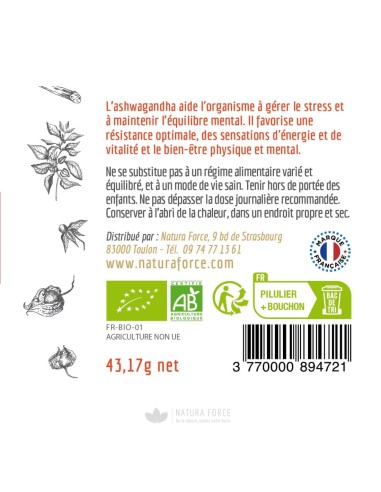 Ashwagandha Bio - gélules - Natura Force