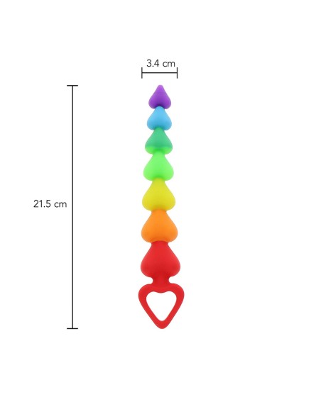 Stimulateur anal Rainbow Heart Beads - Toyjoy