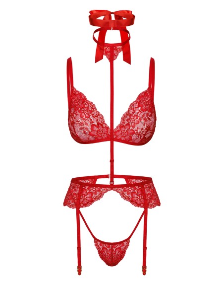 Ensemble 5 pièces Bondage Red Lace Kiss 243 - Kissable