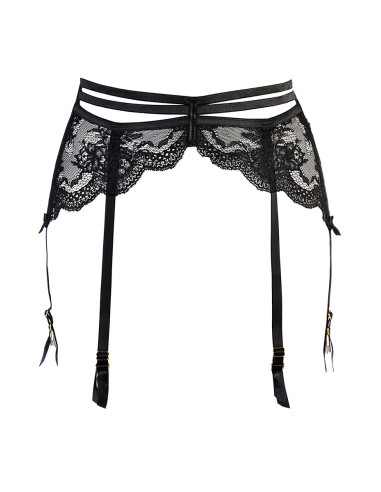 Porte-jarretelles tulle et dentelle noir V-10712 - Axami 