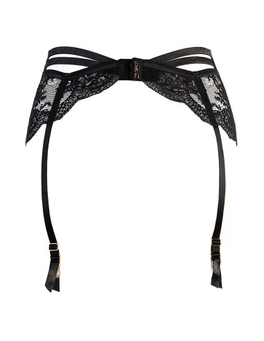 Porte-jarretelles tulle et dentelle noir V-10712 - Axami 