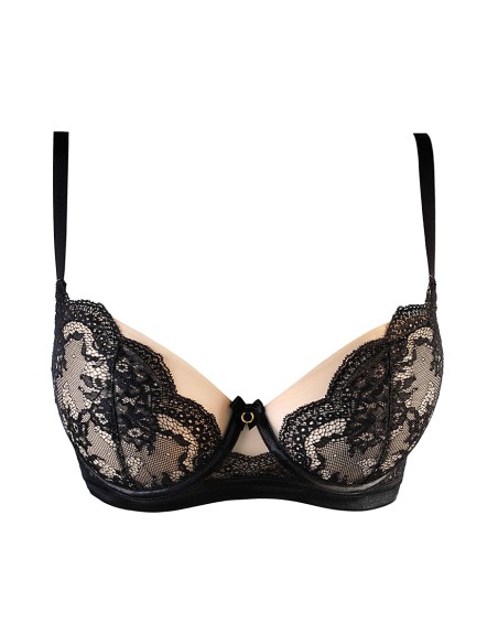 Soutien-gorge tulle et dentelle noir V-10711 - Axami