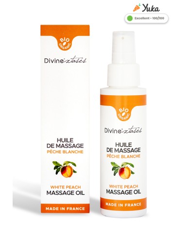Huile de massage gourmande BIO pêche blanche