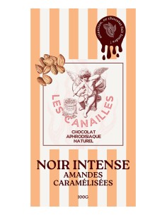 Chocolat noir amandes caramélisées - Tablette 100g - Les canailles