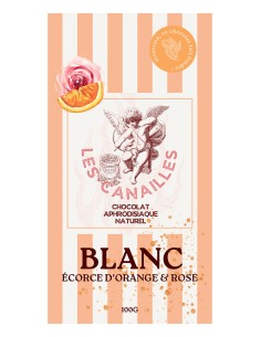 Chocolat blanc écorce d'orange et rose - Tablette 100g - Les canailles