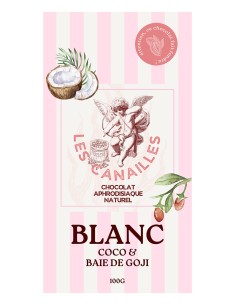 Chocolat blanc coco et baie de goji - Tablette 100g - Les canailles