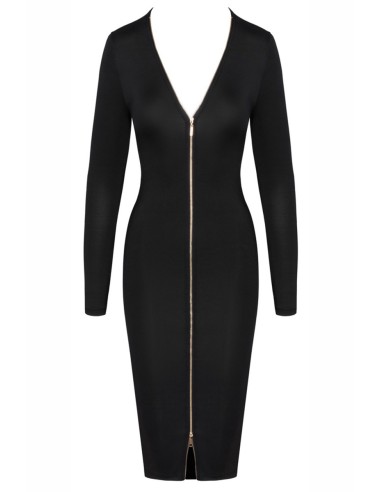 Robe noire midi à manches longues -  Cotelly Party