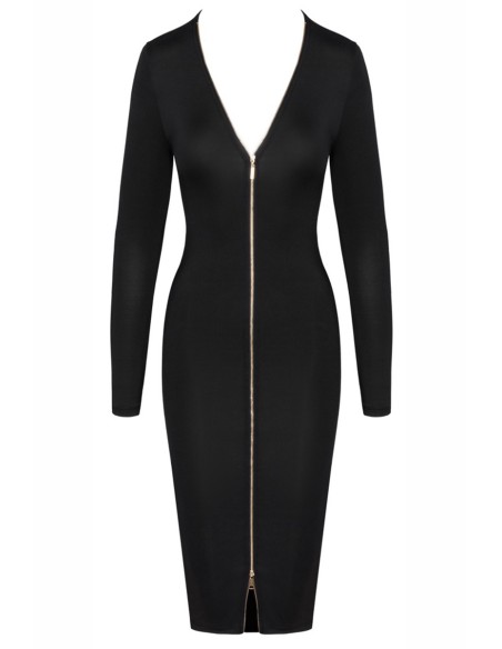 Robe noire midi à manches longues -  Cotelly Party