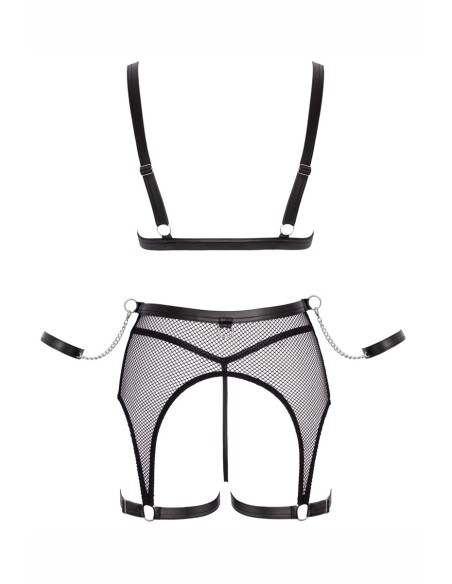 Ensemble Fetish noir en dentelle - Cotelli Bondage