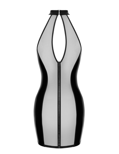 Mini robe tulle et wetlook Luxuria F370 - Noir Handmade