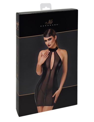 Mini robe tulle et wetlook Luxuria F370 - Noir Handmade