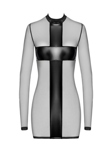 Mini robe tulle et wetlook Crossfire F369 - Noir Handmade