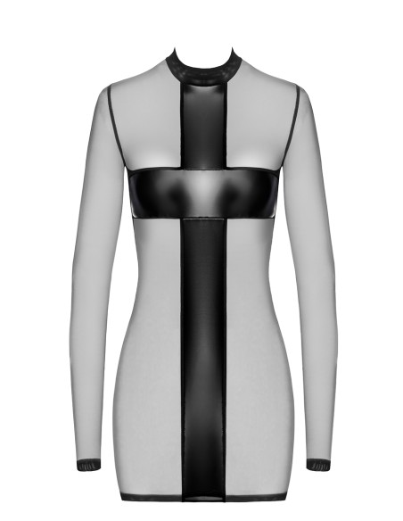 Mini robe tulle et wetlook Crossfire F369 - Noir Handmade