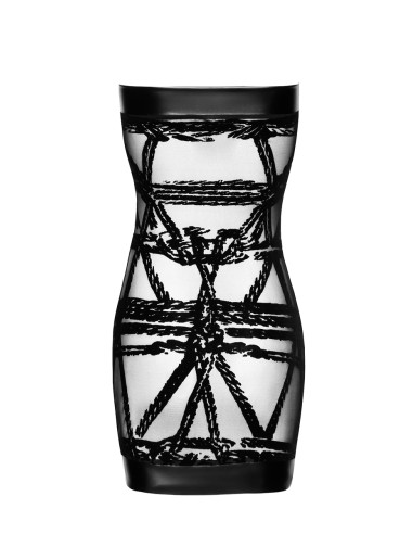 Mini robe floquée à épaules nues Bondesque F359 - Noir Handmade