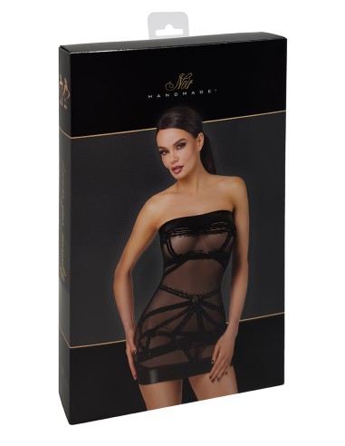 Mini robe floquée à épaules nues Bondesque F359 - Noir Handmade