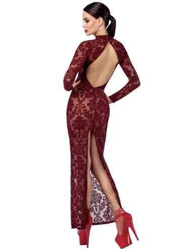 Robe fendue en tulle floqué Kink Royal F383 - Noir Handmade