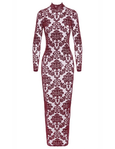 Robe fendue en tulle floqué Kink Royal F383 - Noir Handmade