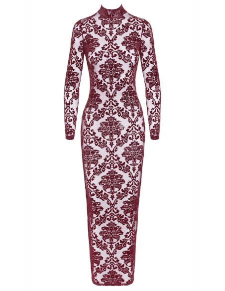 Robe fendue en tulle floqué Kink Royal F383 - Noir Handmade