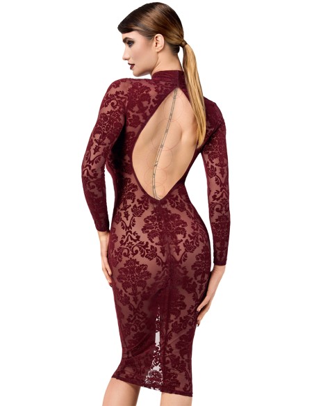 Robe fourreau en tulle floqué Kink Royal F384 - Noir Handmade