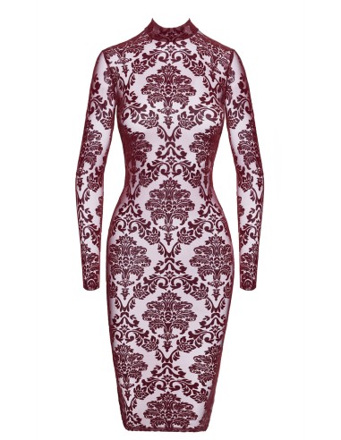 Robe fourreau en tulle floqué Kink Royal F384 - Noir Handmade