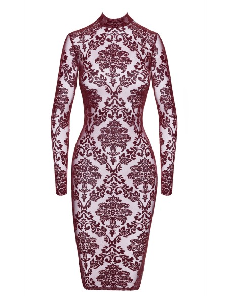 Robe fourreau en tulle floqué Kink Royal F384 - Noir Handmade