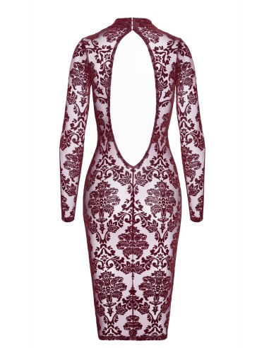 Robe fourreau en tulle floqué Kink Royal F384 - Noir Handmade