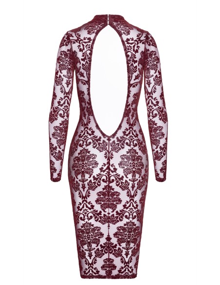 Robe fourreau en tulle floqué Kink Royal F384 - Noir Handmade