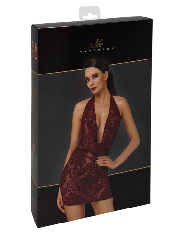 Mini robe dos nu en tulle floqué Kink Royal F385 - Noir Handmade