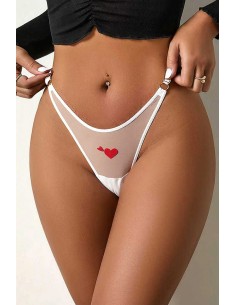 String coeur et strass Blanc - Litolu Lingerie 2