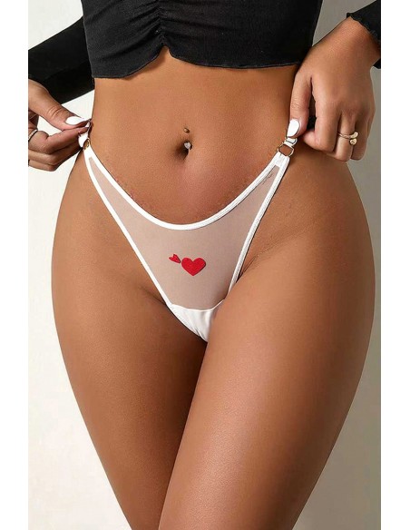 String coeur et strass Blanc - Litolu Lingerie