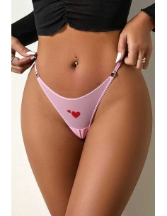 String coeur et strass Rose - Litolu Lingerie 2