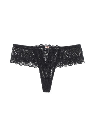String dentelle dos lacé Noir - Litolu Lingerie