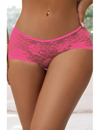 Tanga ouvert dentelle lacé Rose - Litolu Lingerie